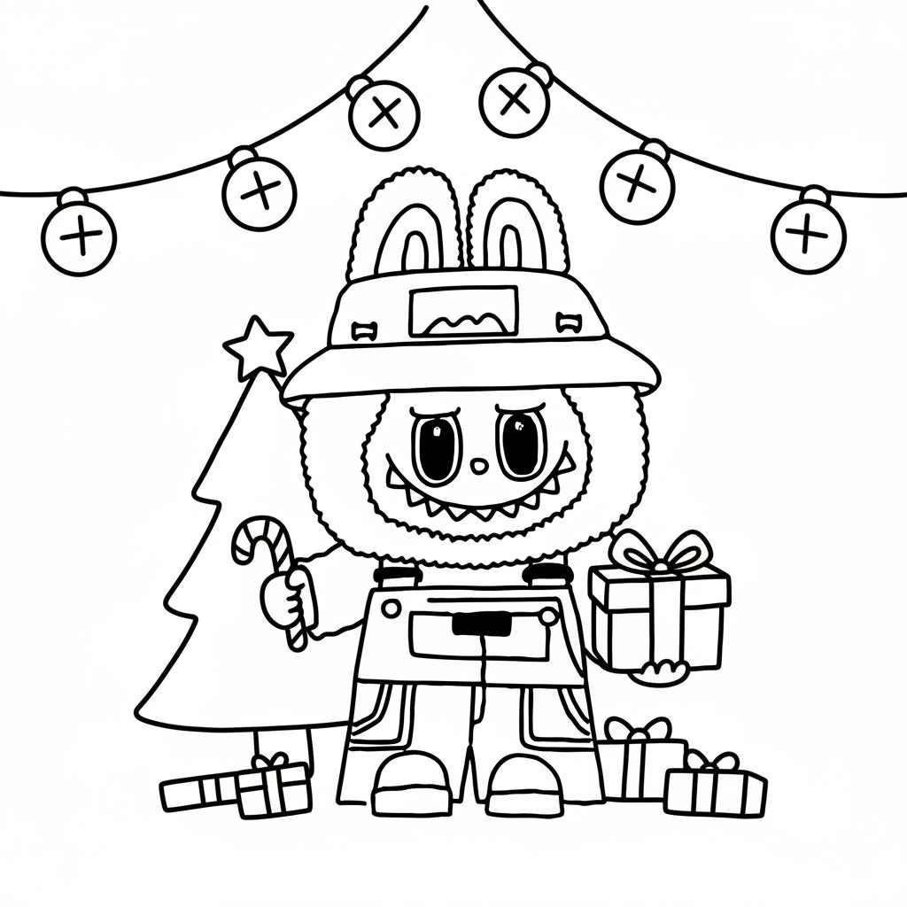 páginas para colorear para Labubu Navidad