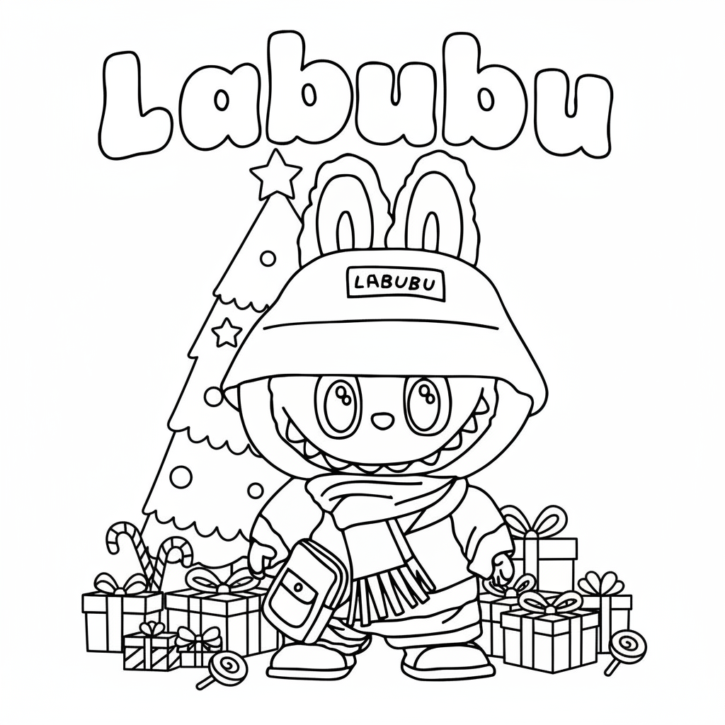 Labubu Navidad para colorear 1