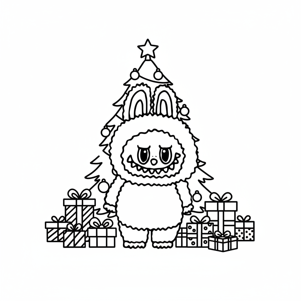 Labubu Navidad para colorear