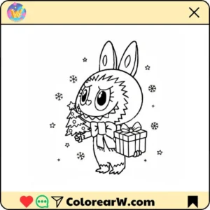 Labubu Navidad para colorear thumbnail