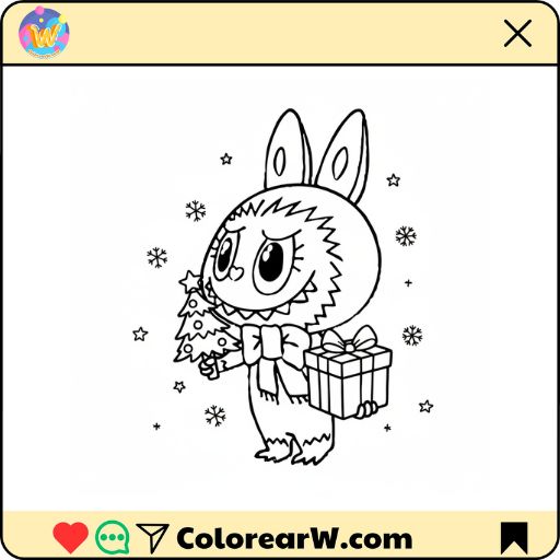 Labubu Navidad para colorear thumbnail