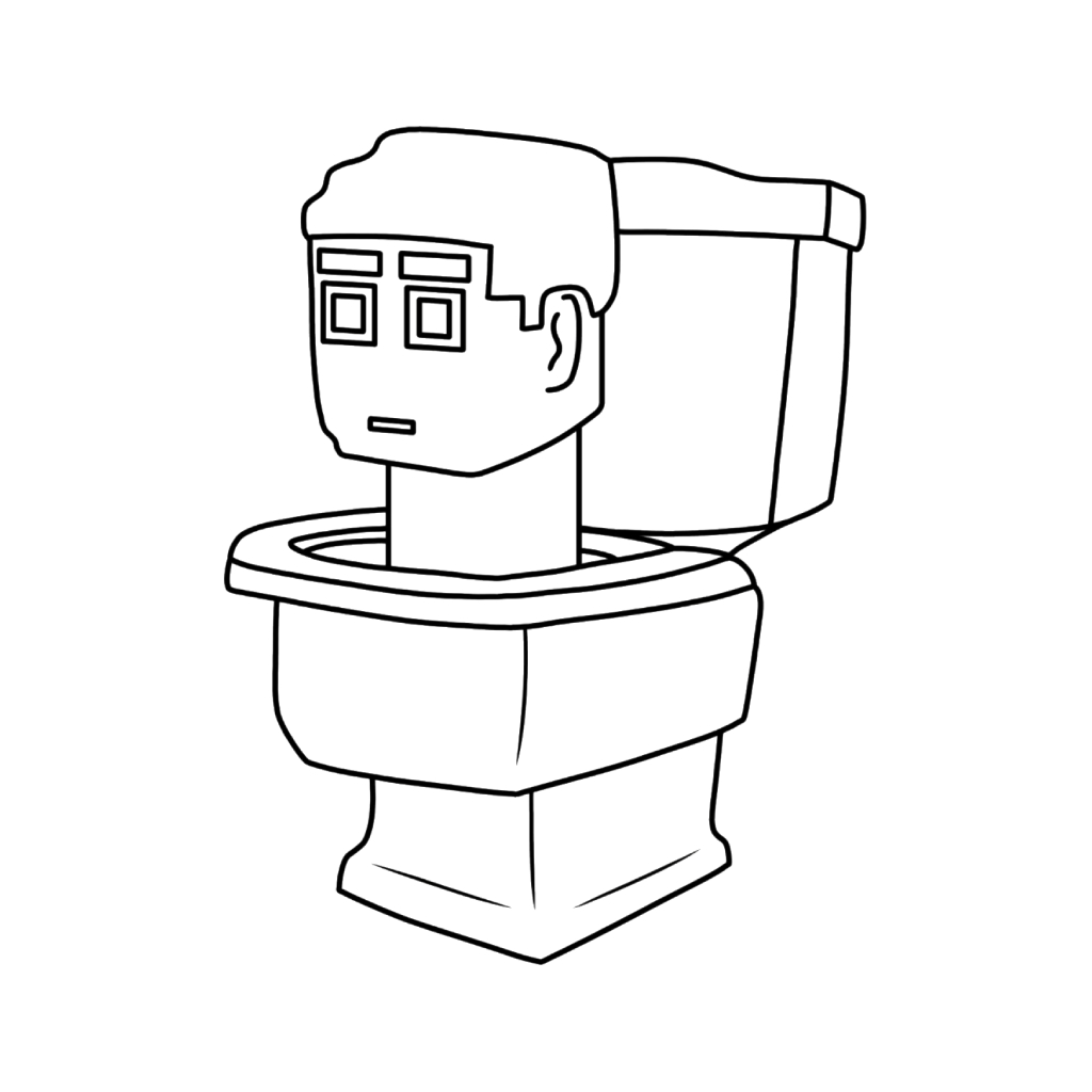 páginas para colorear de preescolar Skibidi Toilet Brainrot