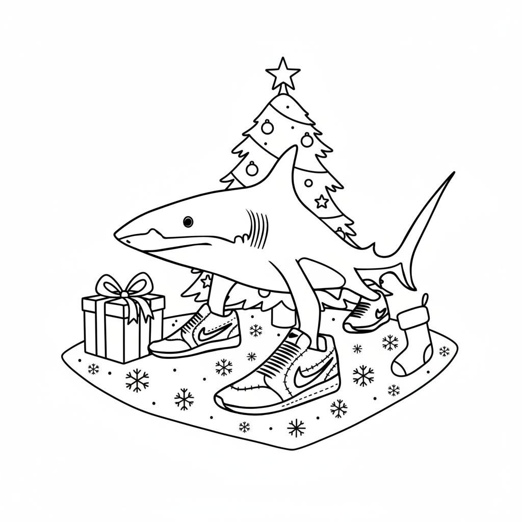 Tralalero Tralala Navidad 3 dibujos para colorear Tralalero Tralala Navidad