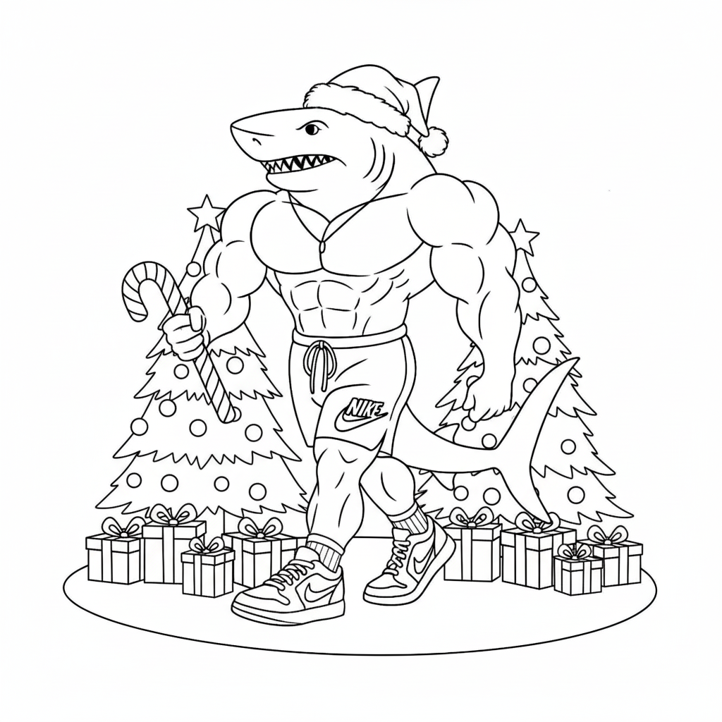 Tralalero Tralala Navidad 11 lindas páginas para colorear Tralalero Tralala Navidad