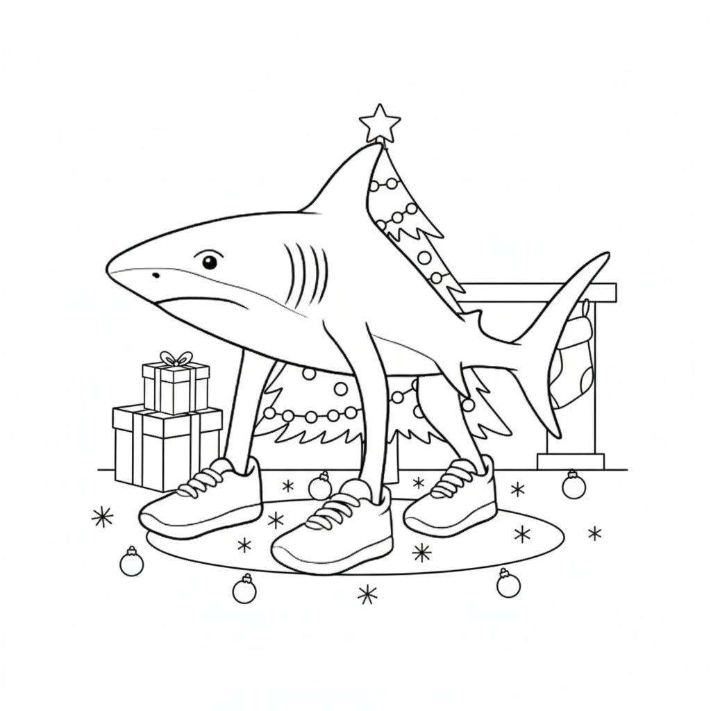 Tralalero Tralala Navidad 13 lindas páginas para colorear Tralalero Tralala Navidad 1