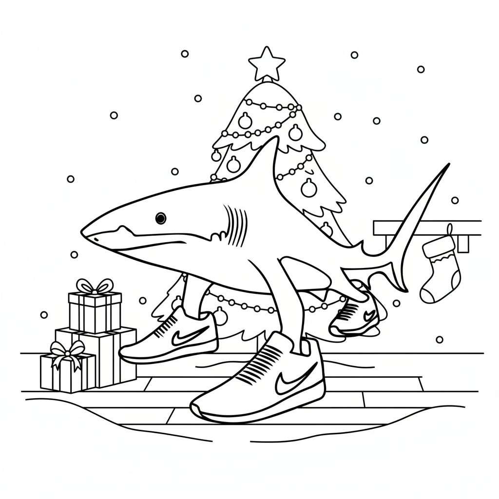 Tralalero Tralala Navidad 14 Tralalero Tralala Navidad páginas para colorear para imprimir gratis 1