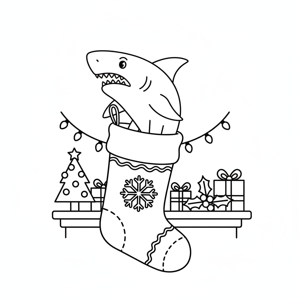 Tralalero Tralala Navidad 15 páginas para colorear gratis para adultos Tralalero Tralala Navidad