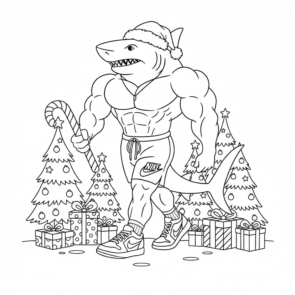 Tralalero Tralala Navidad 17 felices páginas para colorear Tralalero Tralala Navidad 1