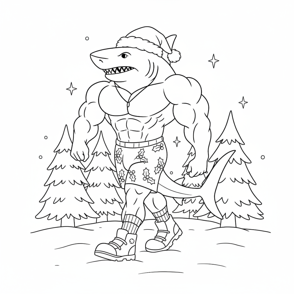 Tralalero Tralala Navidad 18 páginas para colorear para adultos Tralalero Tralala Navidad