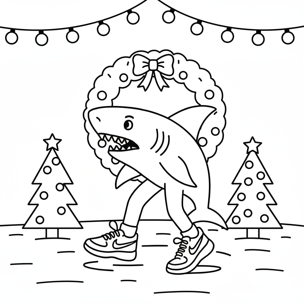 Tralalero Tralala Navidad 4 páginas para colorear de preescolar Tralalero Tralala Navidad