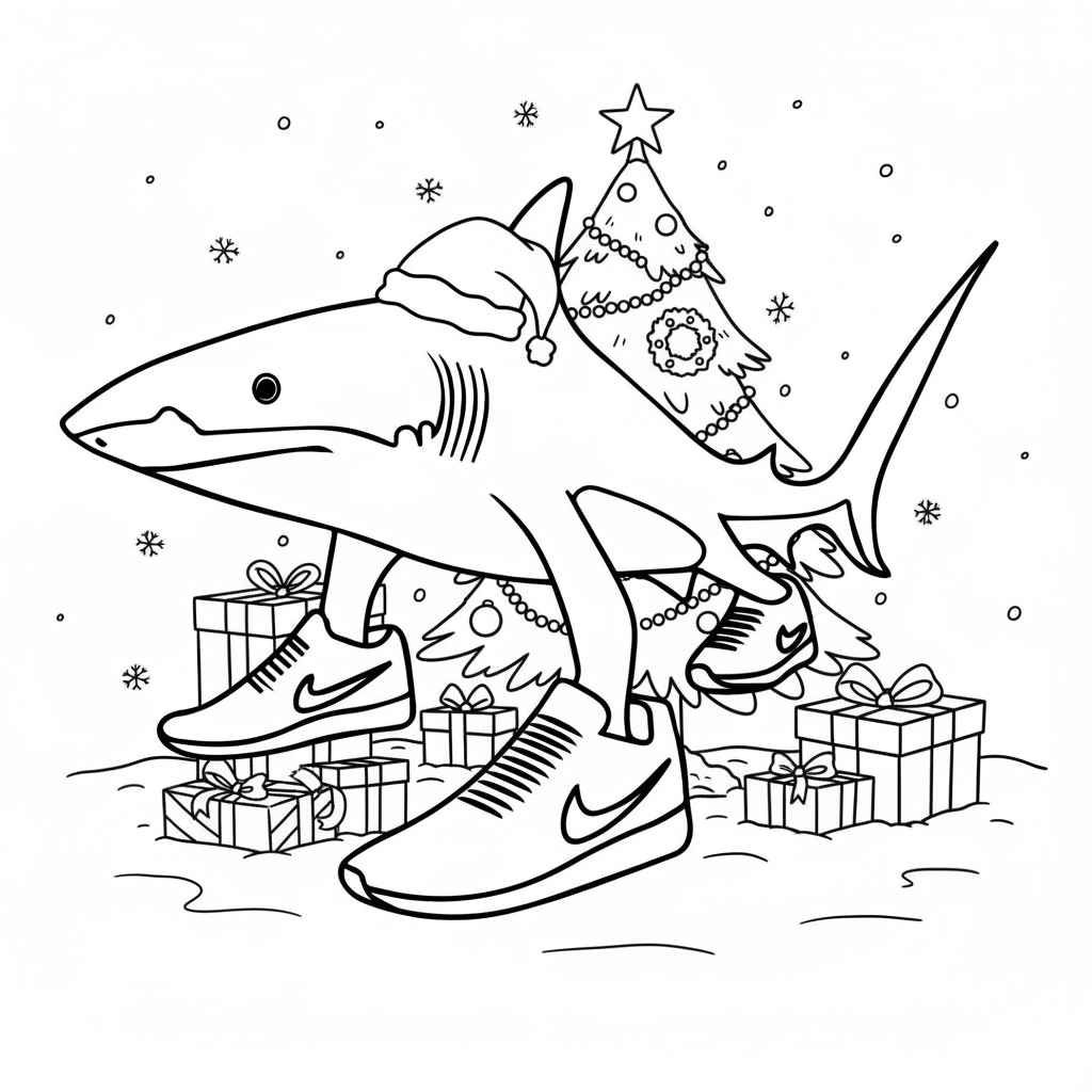 Tralalero Tralala Navidad 21 páginas para colorear gratis Tralalero Tralala Navidad