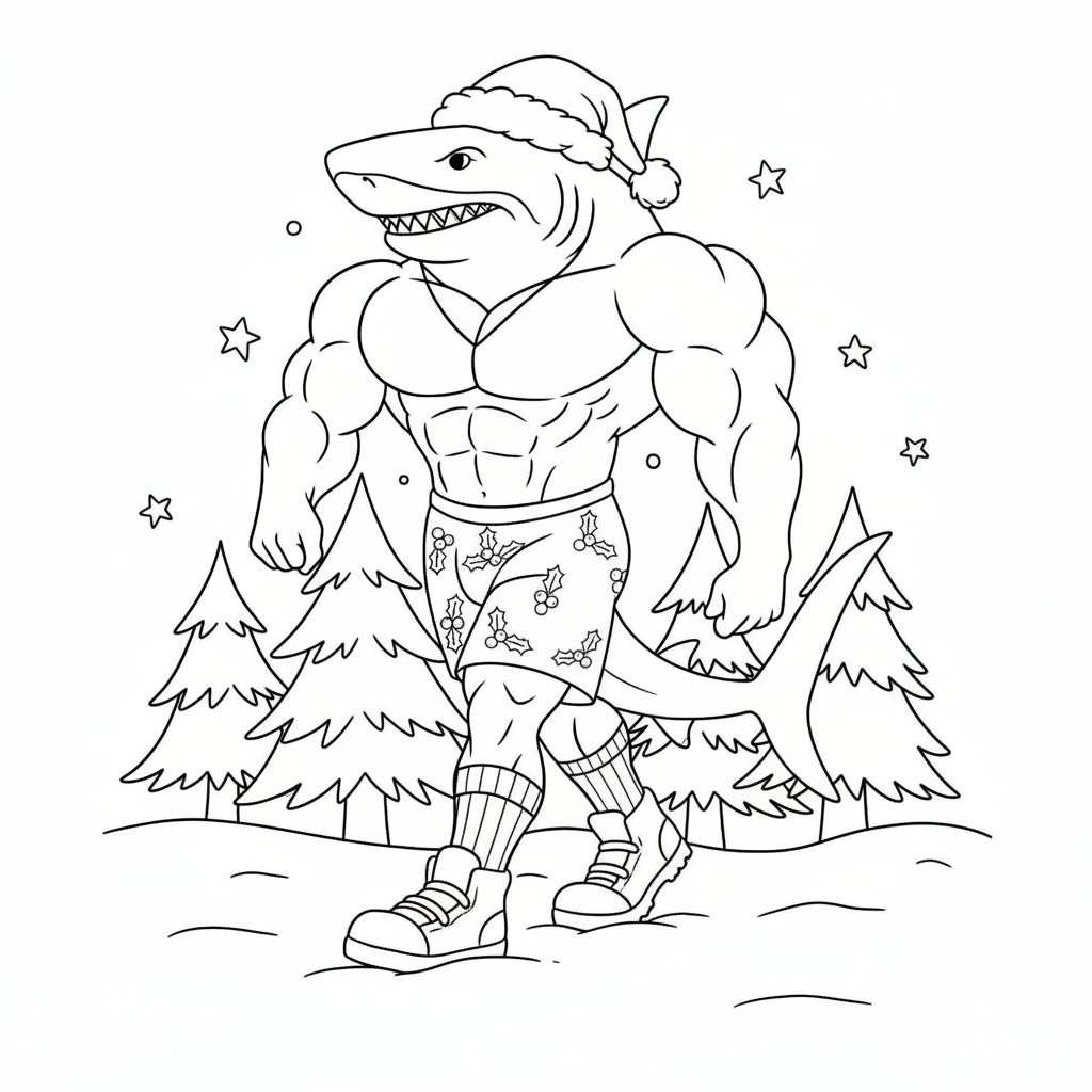 Tralalero Tralala Navidad 22 Tralalero Tralala Navidad páginas para colorear para adultos 1