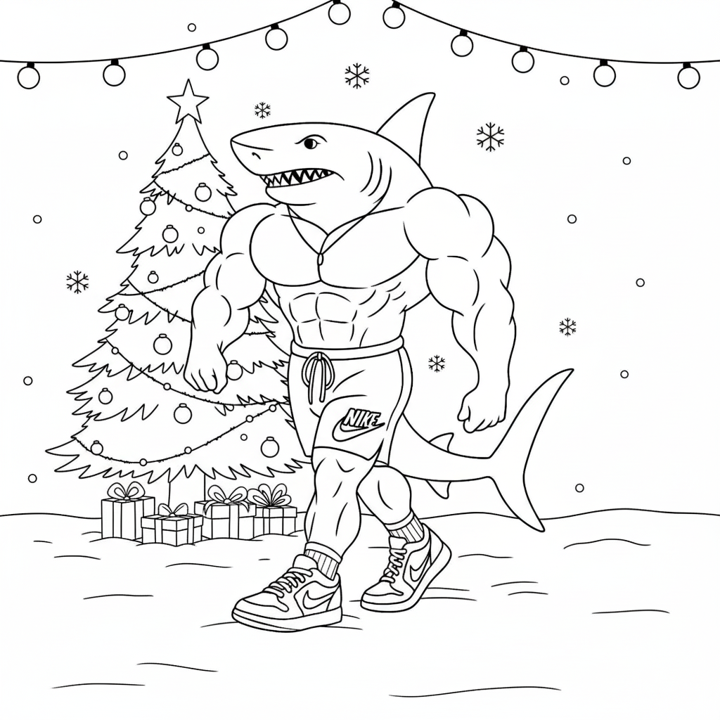 Tralalero Tralala Navidad 23 páginas para colorear para niños Tralalero Tralala Navidad