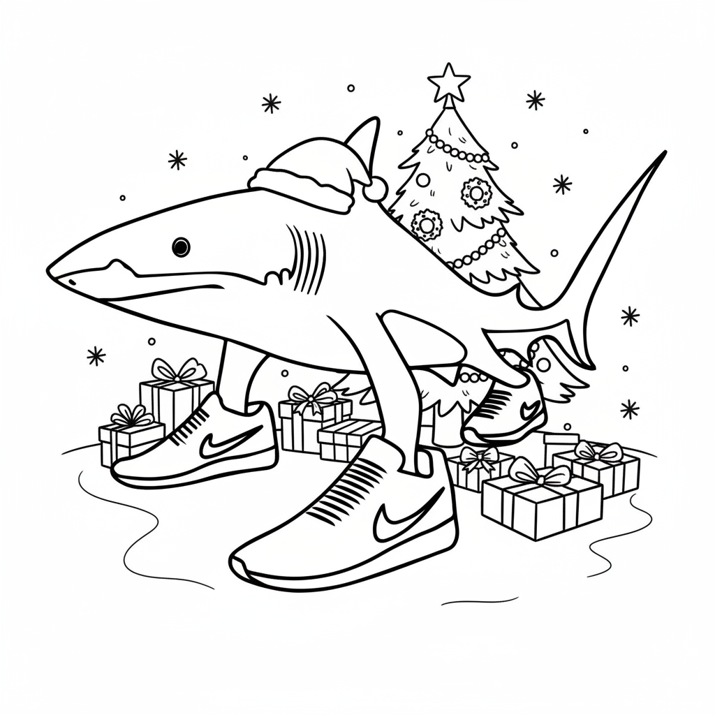 Tralalero Tralala Navidad 5 felices páginas para colorear Tralalero Tralala Navidad