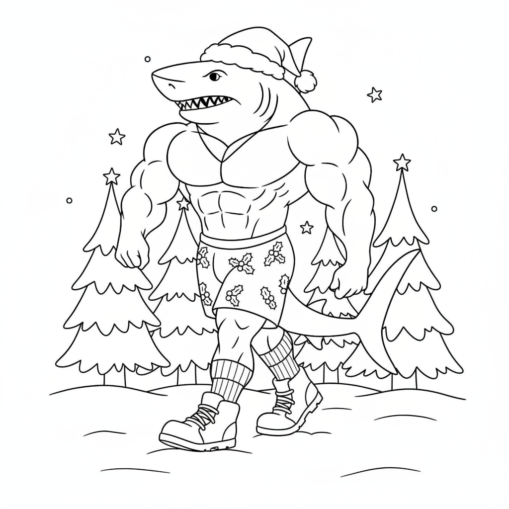 Tralalero Tralala Navidad 2 Tralalero Tralala Navidad páginas para colorear para adultos