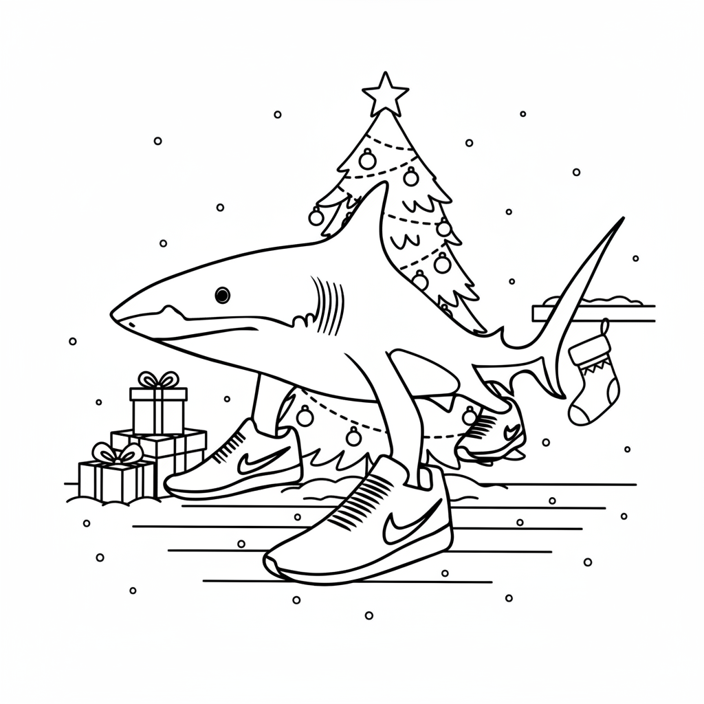 Tralalero Tralala Navidad 8 Tralalero Tralala Navidad páginas para colorear imprimibles