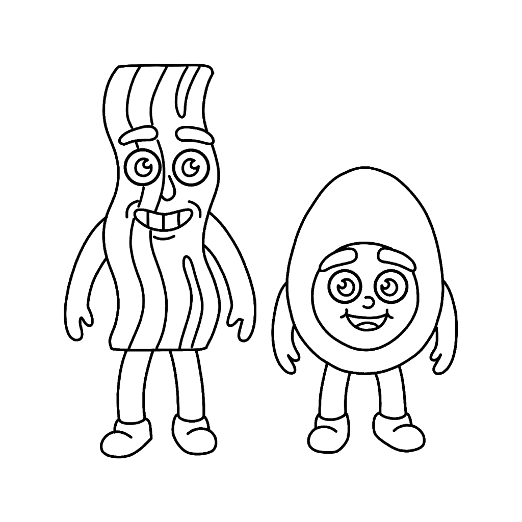 Bacuru and Egguru páginas para colorear para adultos fáciles