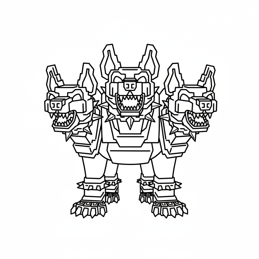 páginas para colorear fáciles de Cerberus