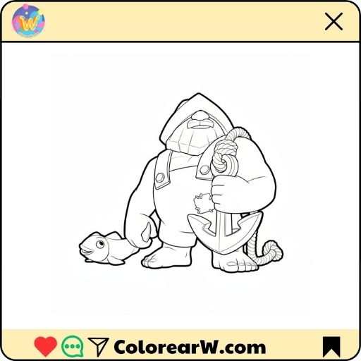 Fisherman para colorear thumbnail