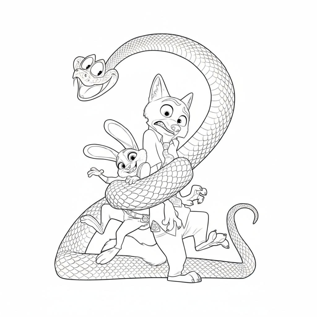 páginas para colorear gratis para adultos Zootopia 2