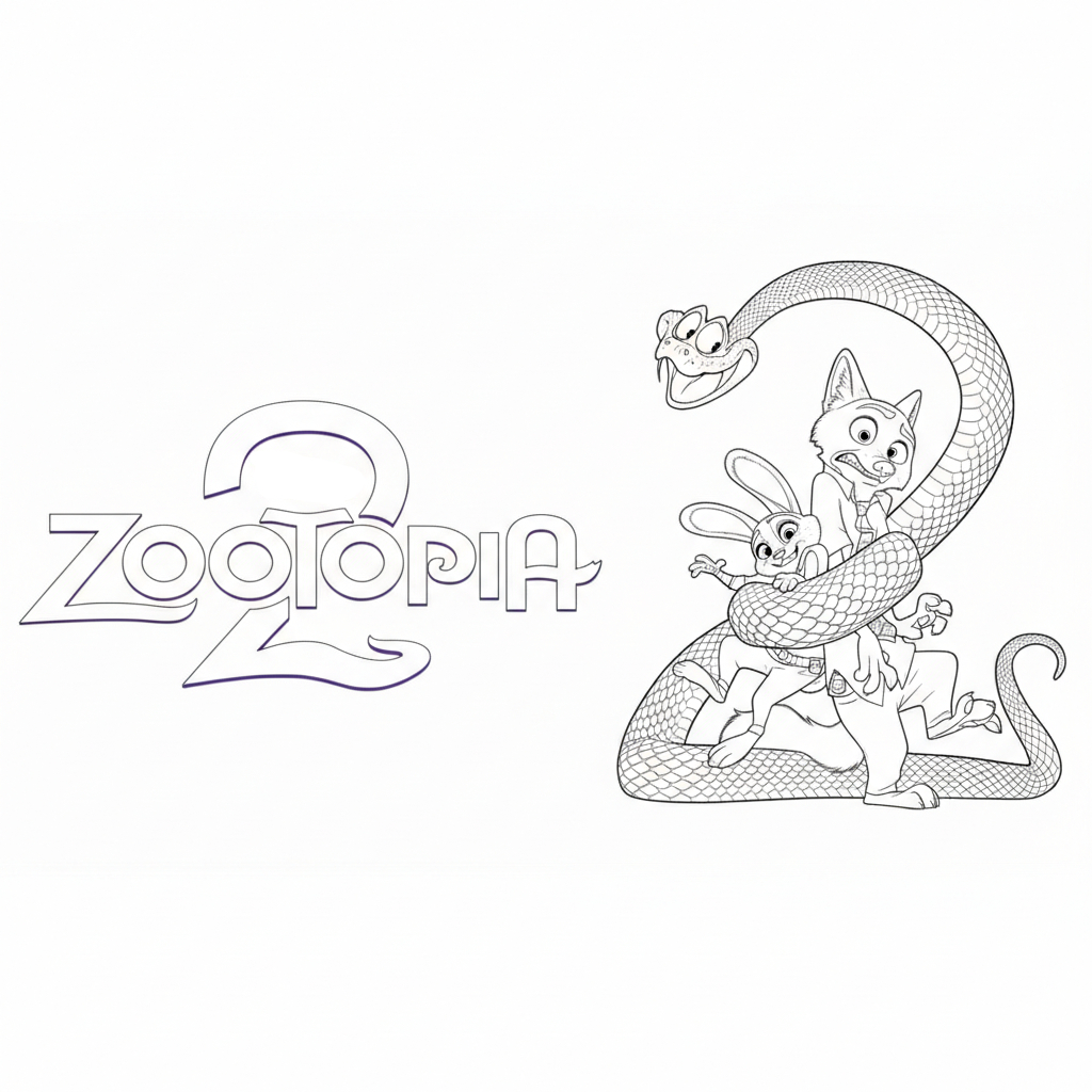 divertidas páginas para colorear Zootopia 2