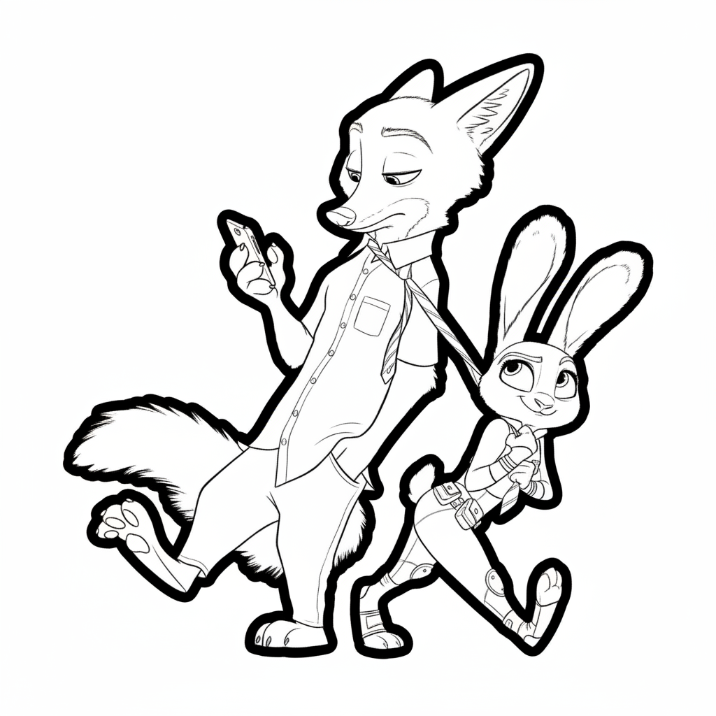 páginas para colorear gratis Zootopia 2 para niños