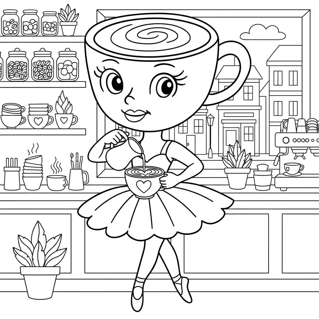 páginas para colorear gratis Ballerina Cappucina para niños
