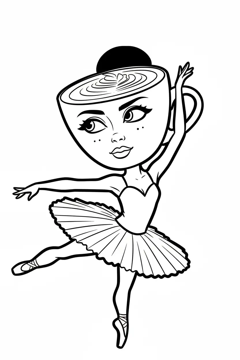 felices páginas para colorear Ballerina Cappucina