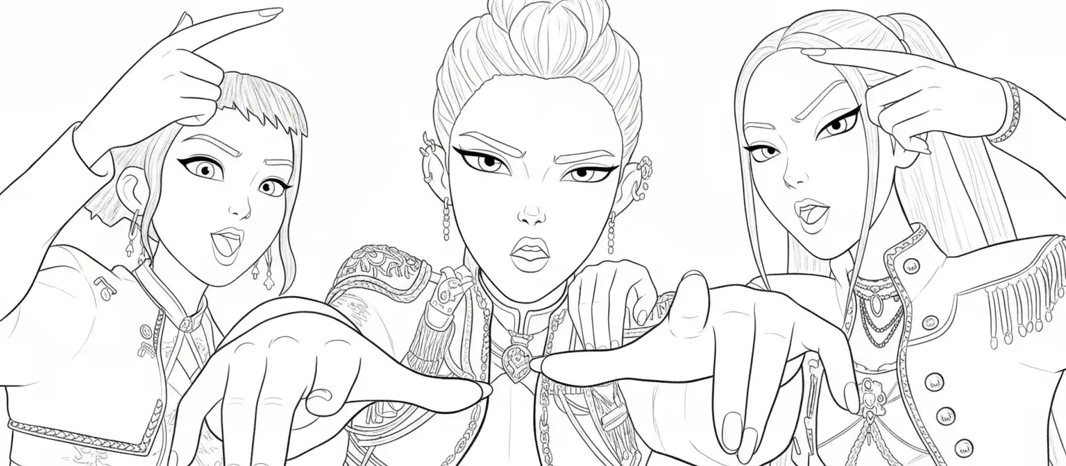 KPop Demon Hunters páginas para colorear fáciles