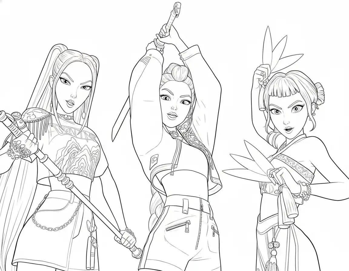 páginas para colorear para imprimir gratis KPop Demon Hunters