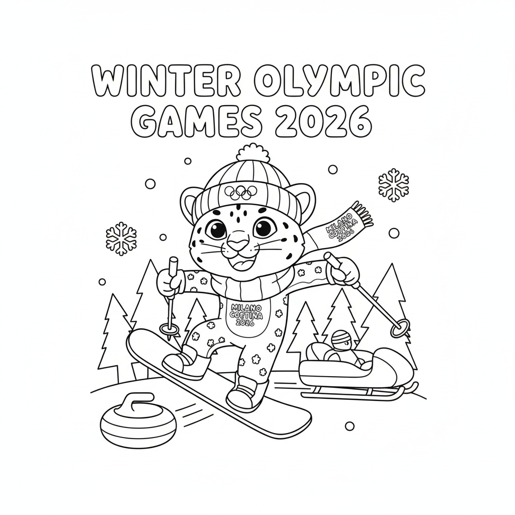 páginas para colorear para Olympic Winter Games 2026