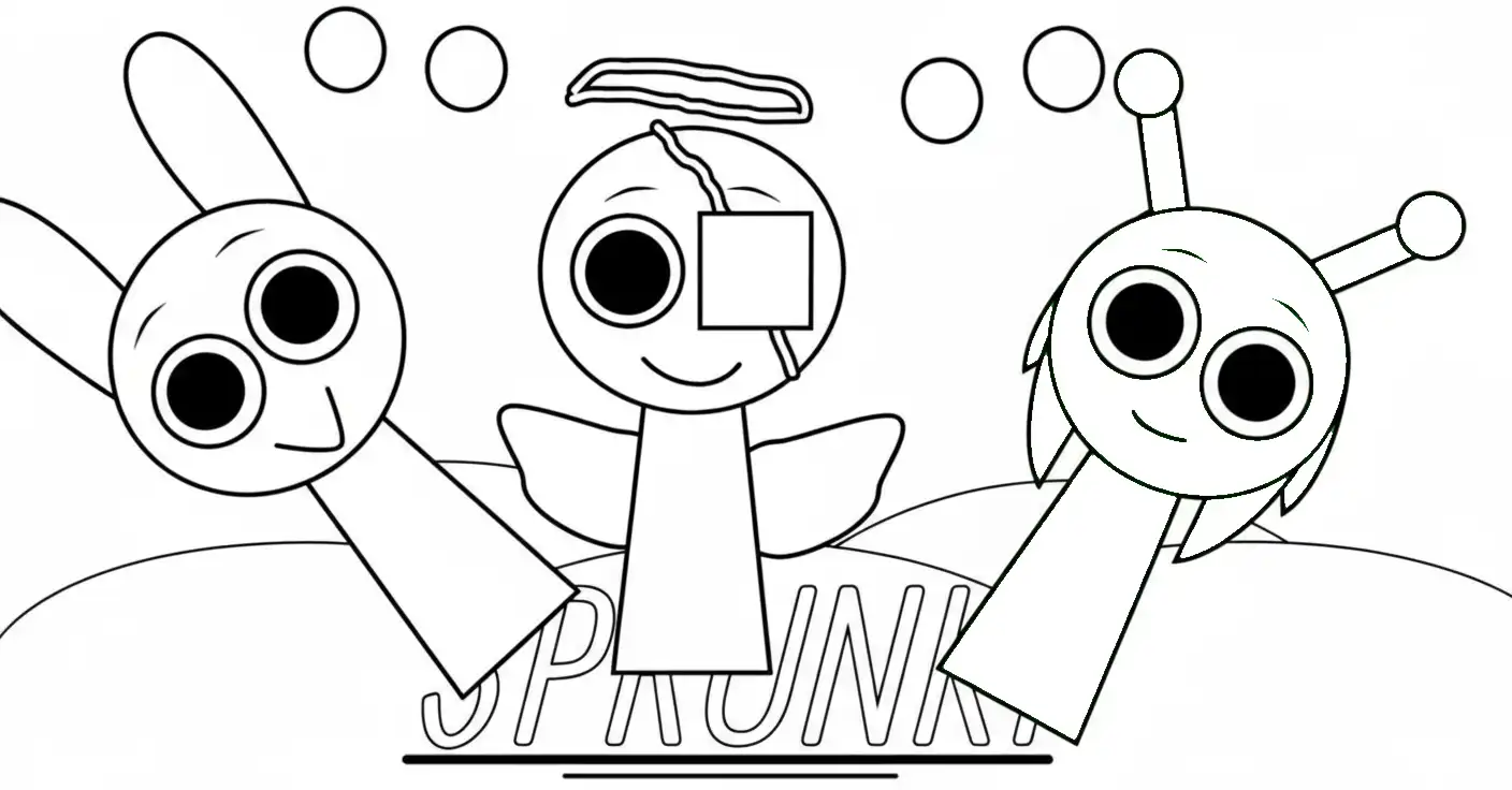 páginas para colorear imprimibles Sprunki para adultos