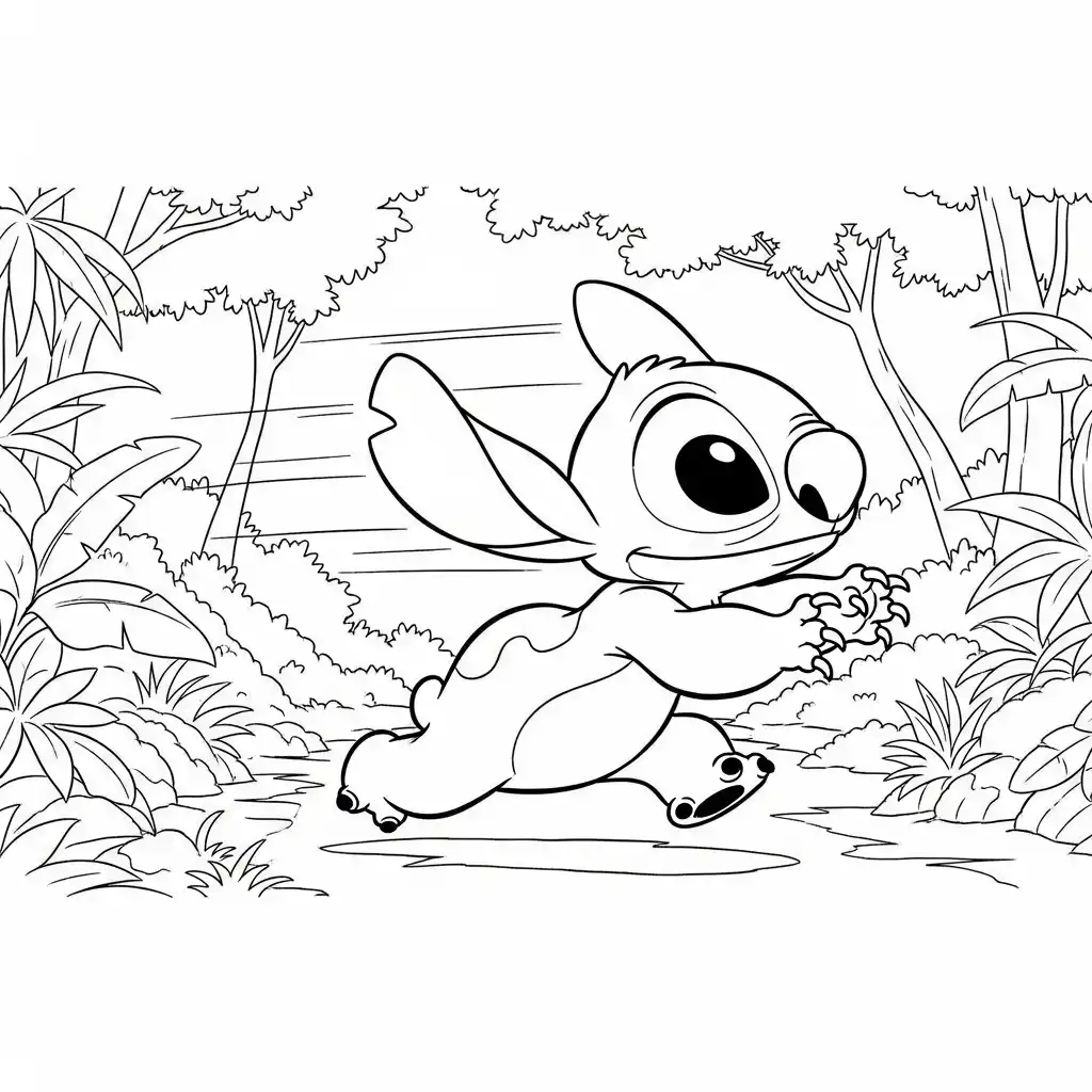 páginas para colorear fáciles de Stitch