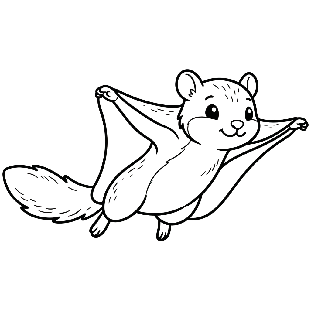 páginas para colorear fáciles de Ardilla voladora