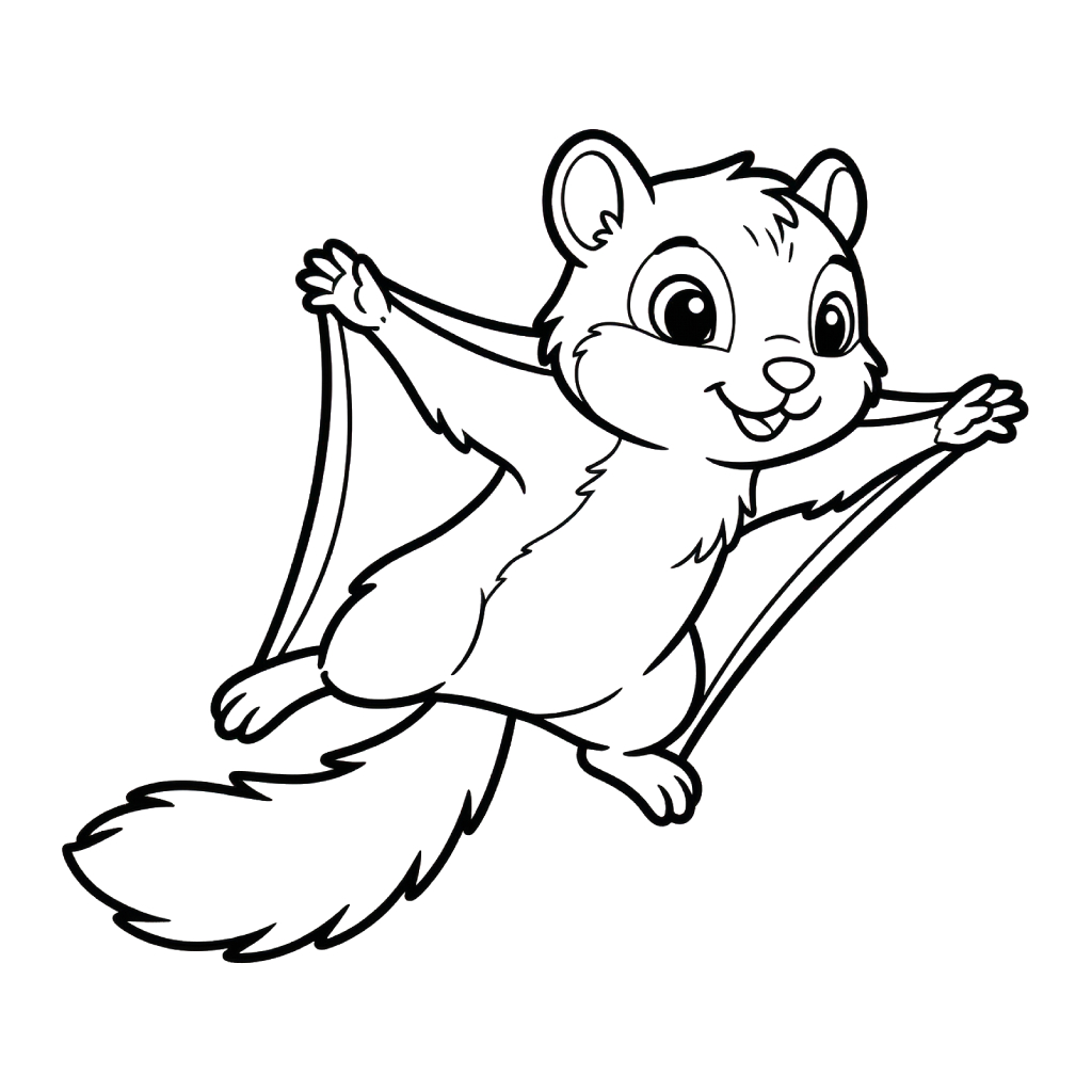 Ardilla voladora para colorear