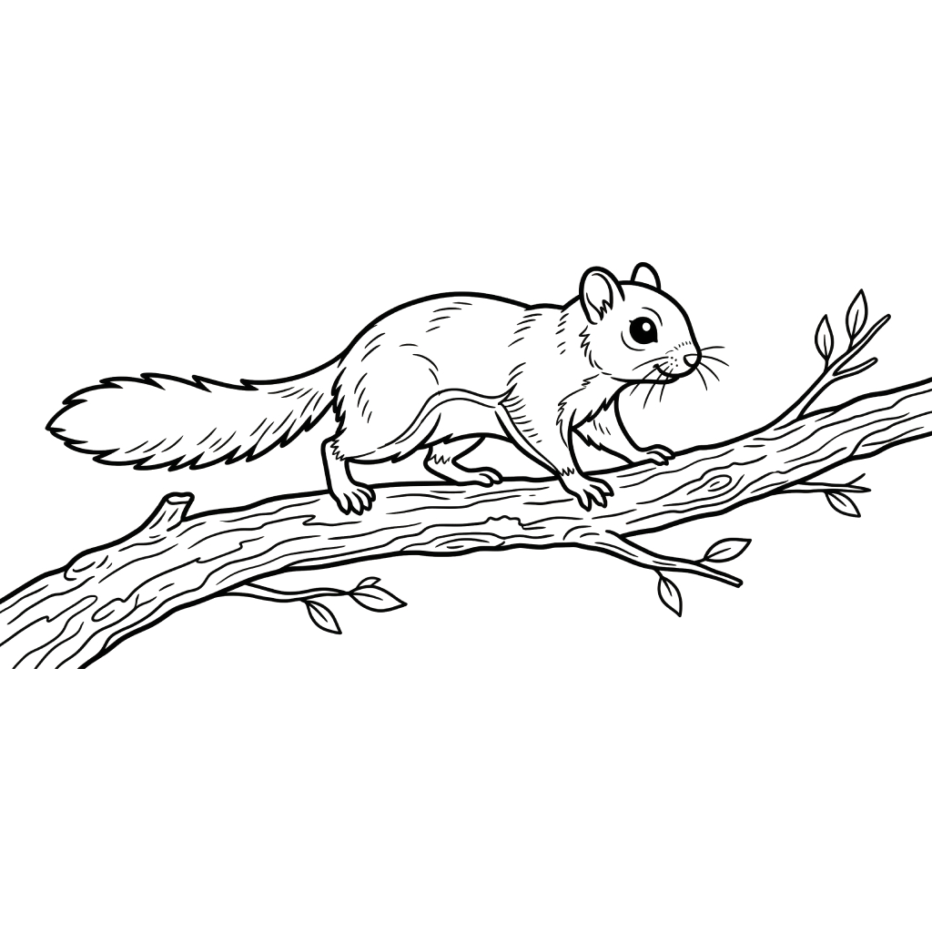 páginas para colorear fáciles de Ardilla voladora 1
