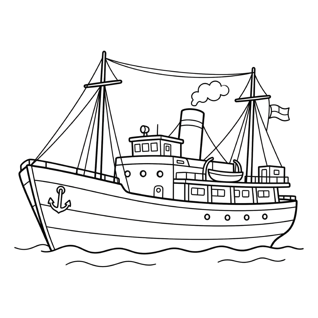Barco páginas para colorear gratis 1