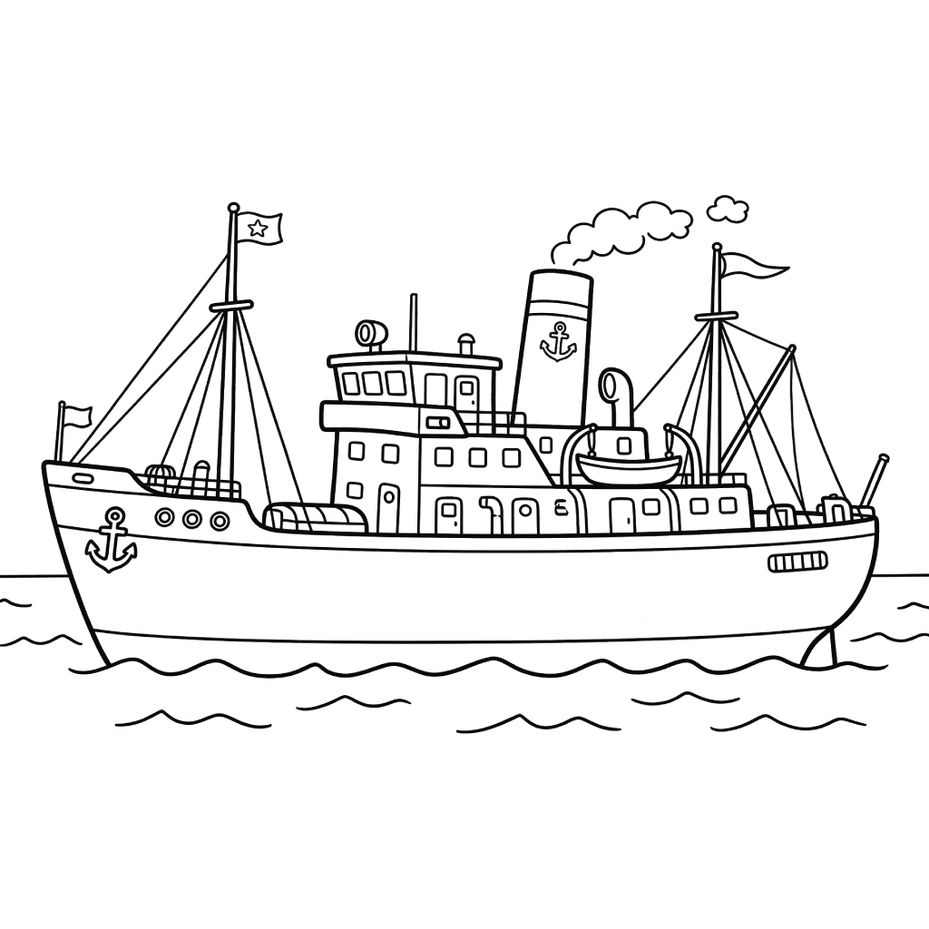 páginas para colorear gratis Barco pdf