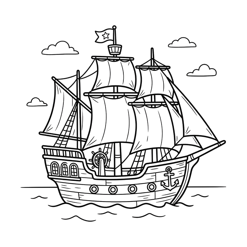 páginas para colorear gratis Barco 1