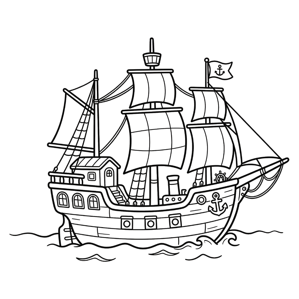 Barco páginas para colorear para adultos