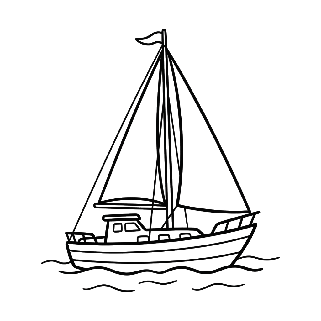 páginas para colorear gratis Barco de Vela para adultos
