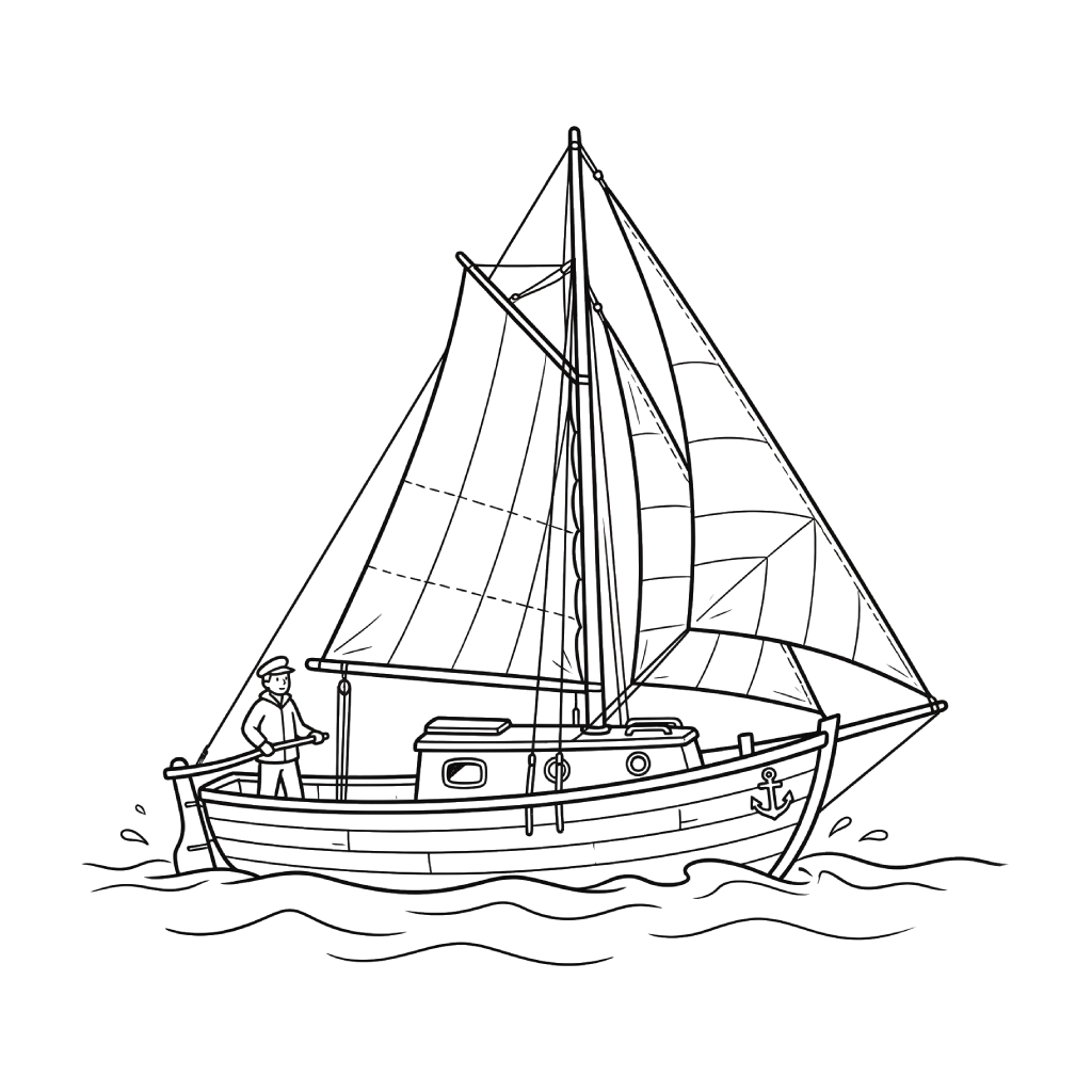 páginas para colorear detalladas de Barco de Vela