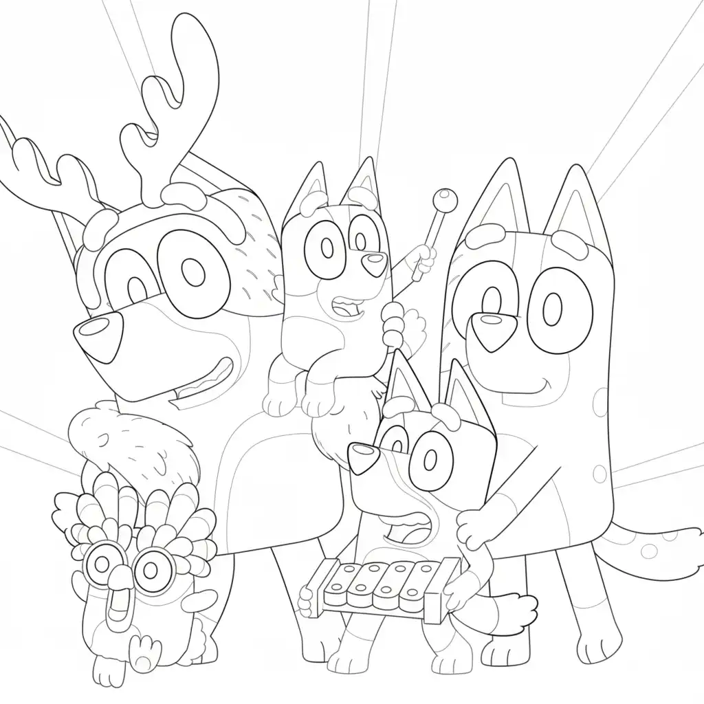 Bluey páginas para colorear de adornos