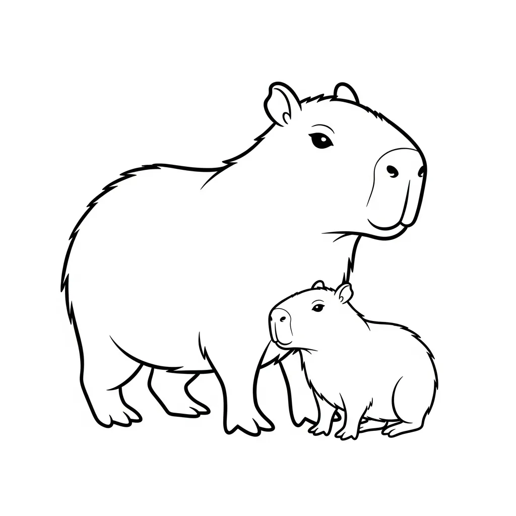 Capibara 7 páginas para colorear Capibara