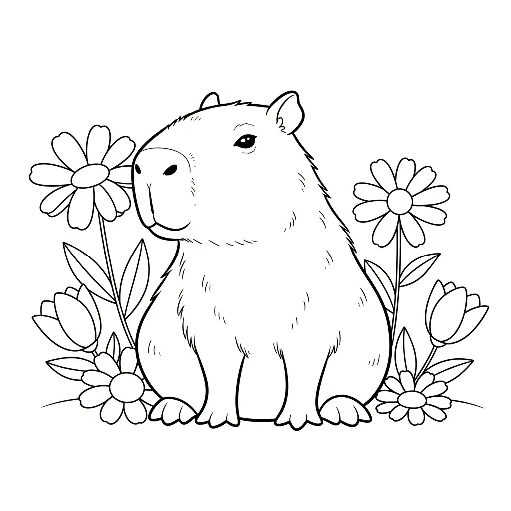 Capibara 9 Capibara páginas para colorear para adultos fáciles