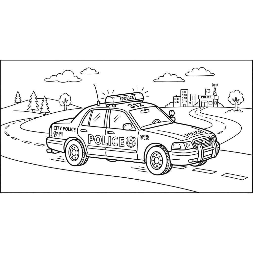 páginas para colorear Coche de Policía imprimibles gratis