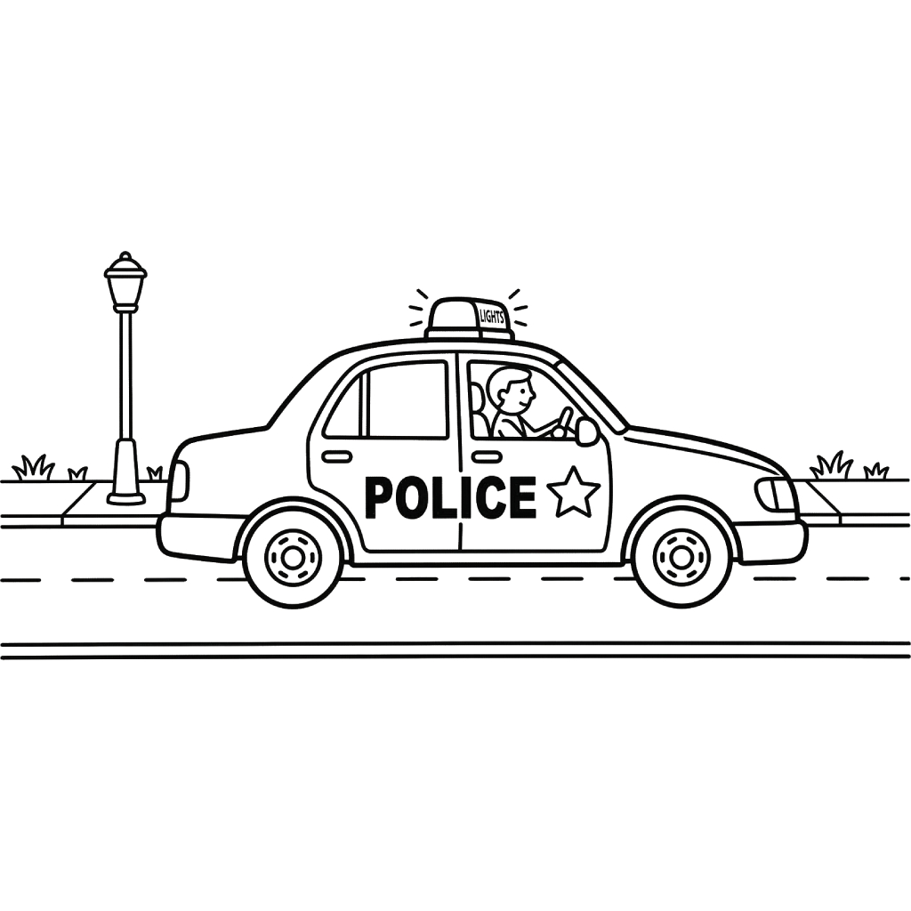 páginas para colorear imprimibles Coche de Policía para adultos