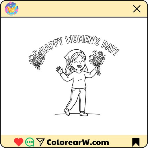 Feliz día de la mujer para colorear thumbnail