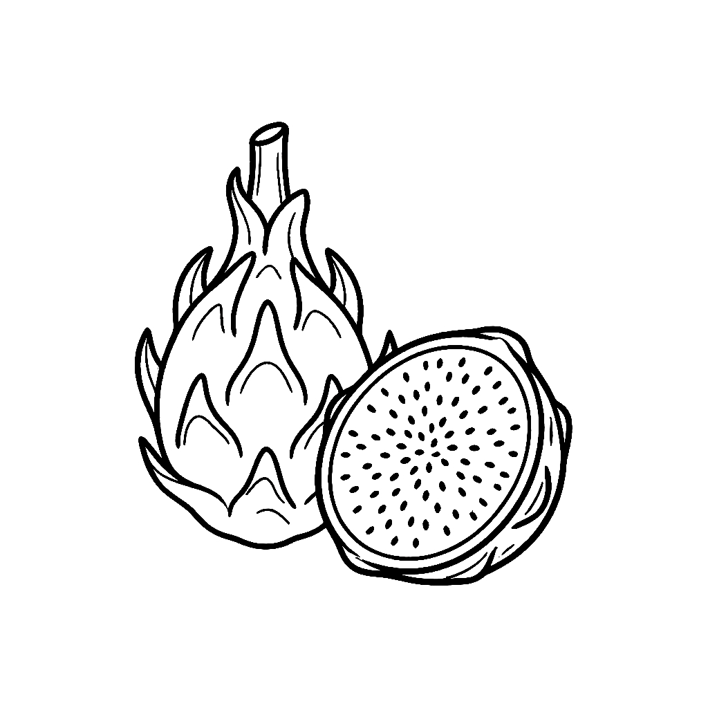 páginas para colorear gratis Fruta del dragón para adultos 1