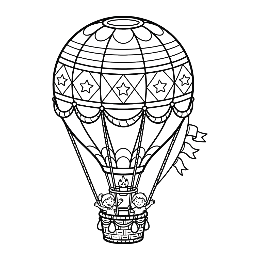 colorear páginas de Globo Aerostático 1